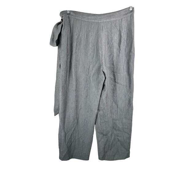 Zara womens relaxed crinkle wrap waist pants grey lagen look sz L - Picture 3 of 7